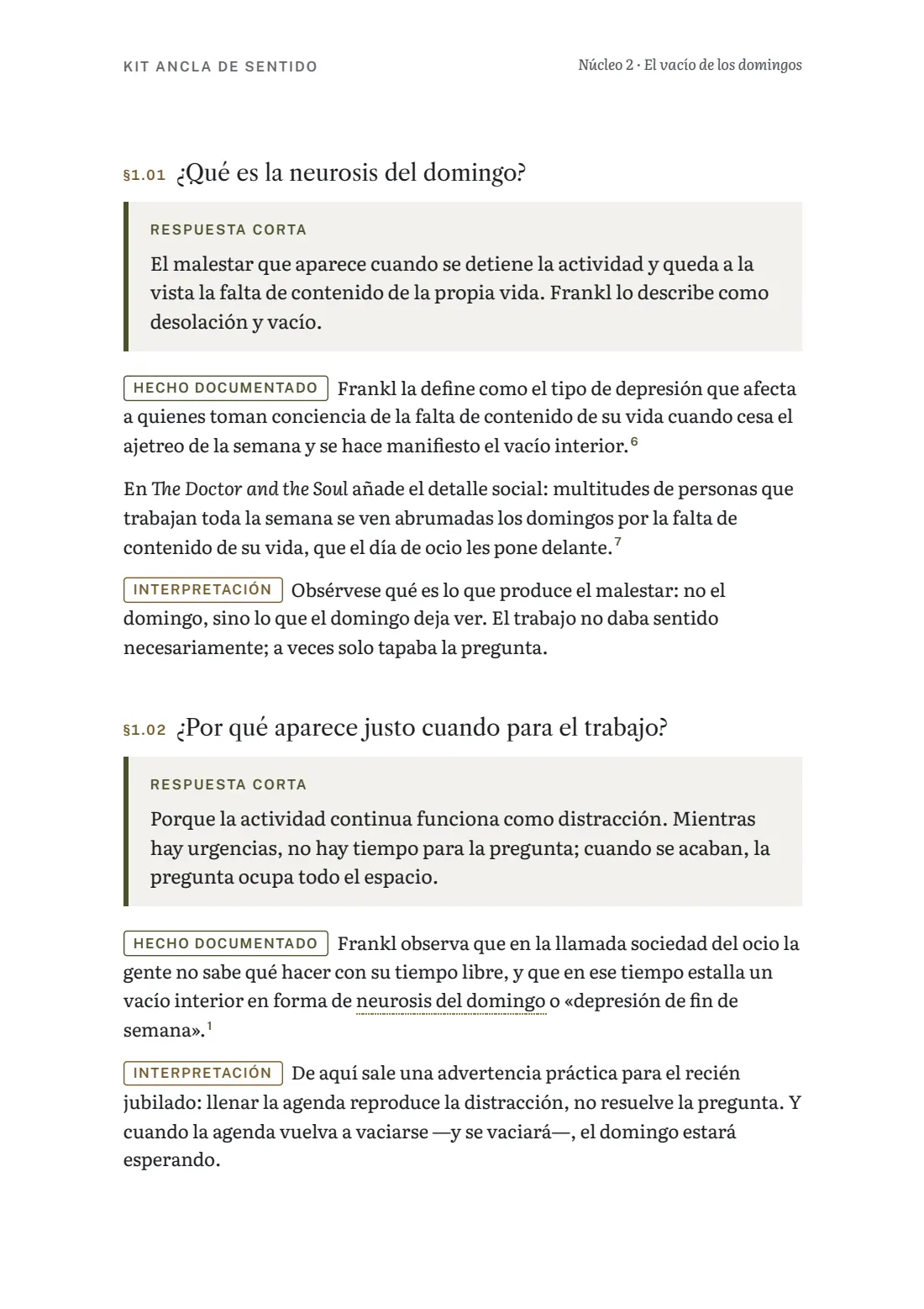 Página del núcleo 2 sobre la neurosis del domingo